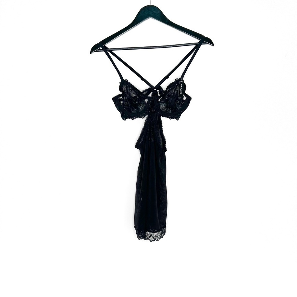 Adore Me Babydoll Dress Black Lace